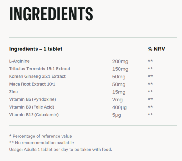 MachoMacho ME UK Ingredients